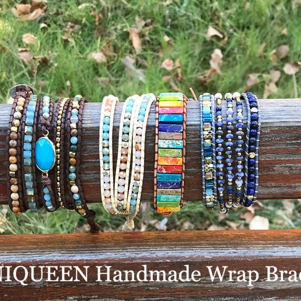 Handmade DIY Mixed Crystal Stone Beaded Wrap Bracelet wirh Chain for Women Drop Shipping